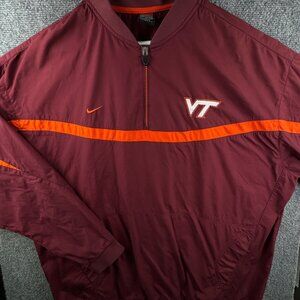 Nike Virginia Tech Windbreaker Jacket Red Orange 2XL Clima Fit Pockets Hokies